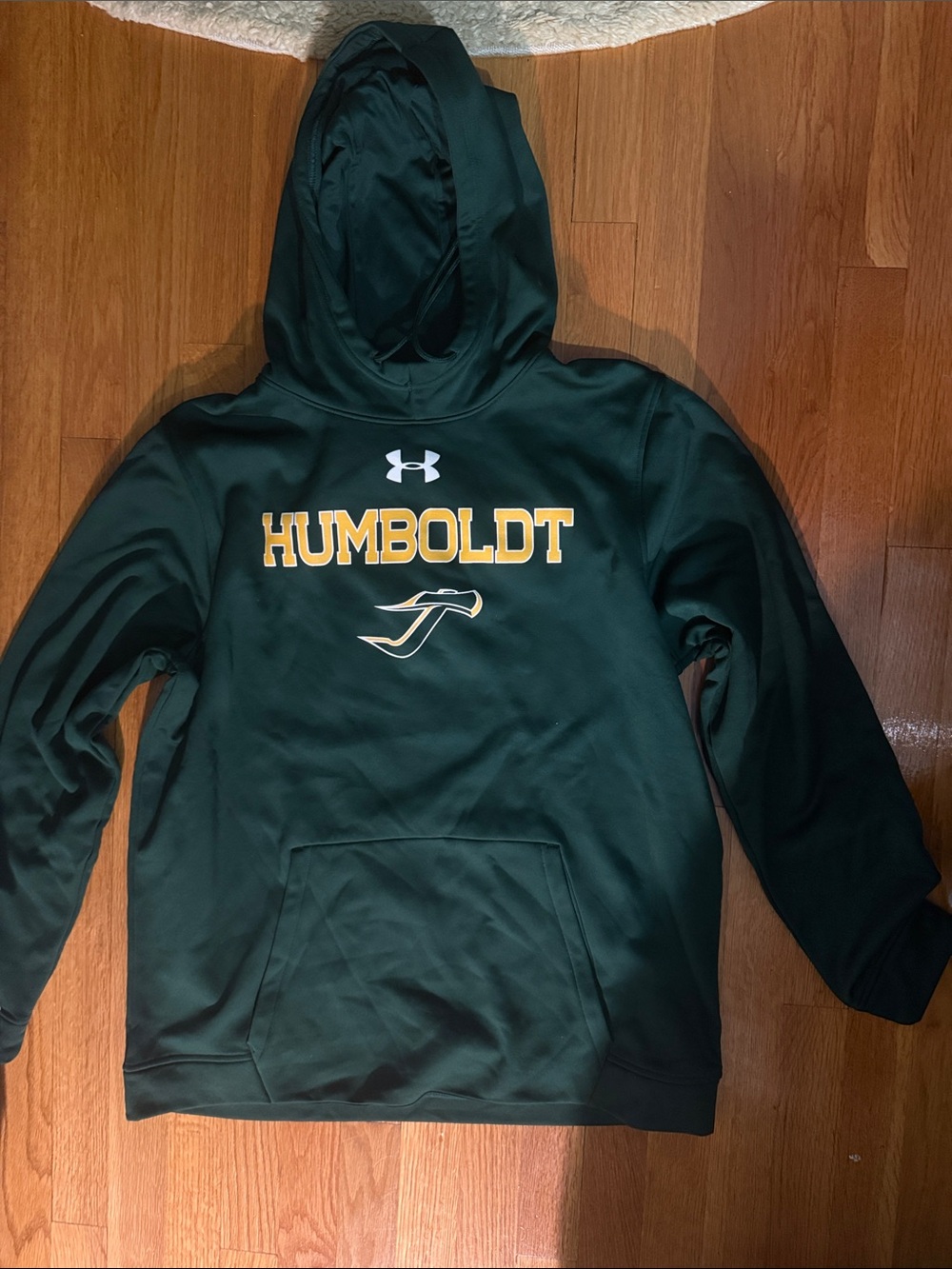 Under Armour Dark Green Humboldt Hoodie with Gold Lettering